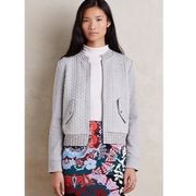 Saturday Sunday Gray Knit Quilted Bomber Jacket S