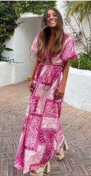 Patchwork Print Maxi Dress cut outs bloggers fave size XS cruise vacation