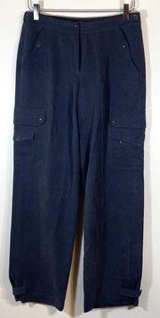 Tommy Bahama 100% silk navy womens cargo pants high rise casual size 4