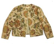 Henri Bendel Vintage Floral Tapestry Open Blazer Crop Sleeve