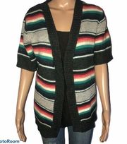 Wool blend short sleeve open cardigan