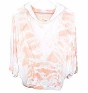 Blue Life Slub Jersey Tie Dye Hoodie Peach/White