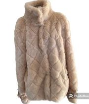 faux fur pink/beige jacket snap closure