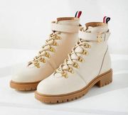 Urban Outfitters boots Cream Red White and Blue Accent Lace Up Hiking Boots