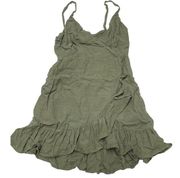 Lottie Moss  Dress Womens X Small Green V Neck Ruffle Mini Surplice Tank Cotton