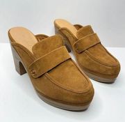 Splendid Clogs Womens Vina Platform Size 6 Tan Suede Leather Slip On Shoes