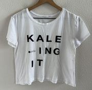 Zella Kale Ing It White Cropped Boxy Athleisure Tee T-Shirt Small