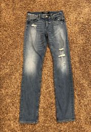 Skinny Mid Rise Distressed Jeans