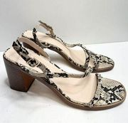 Halston Sandals Womens Size 10 Faux Leather Snakeskin Open Toe Block Heel