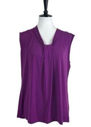 Dana Buchman Women’s Top Blouse Sleeveless Drape Neck Purple Plum Size Large