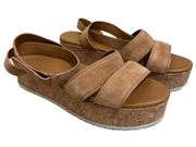 Vince. Women's Brown Leather Jet Platform Sandal Ankle Strap size 10