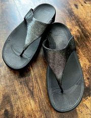 fitflop | Ladies flip flop Lulu shimmer suede sandal shoes. Size: 9