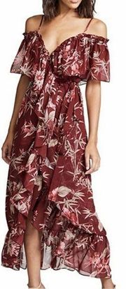 NWT Misa Los Angeles sexy ruffled Talya in red floral summer dress Sz XS