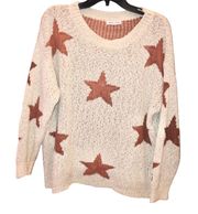 Star Print Sweater Cream Rust Small