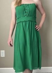 Moulinette souers vetemets silk strapless green dress 8