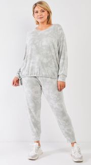 Gilli Sage & White Tie Dye Top & Joggers Set Size 2X