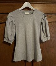 Puff Sleeve Gray Blouse Top