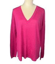 LANE BRYANT FINE MERINO WOOL V-NECK LONG SLEEVE LIGHTWEIGHT KNIT PINK SWEATER