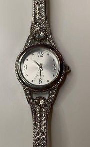 Quartz silver gem watch & matching bracelet