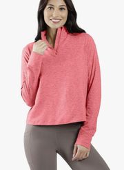 90 Degree By Reflex Two Tone Heather Long Sleeve Quarter Zip Crop Top