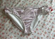 Athleta purple patterned side cut out low rise bikini bottom size XL NWT