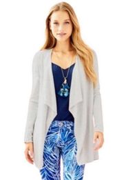 Lilly Pulitzer Dustin open front gray cardigan sweater