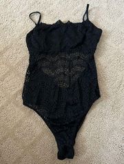 Laced black one piece