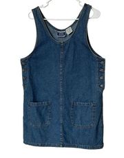 Vintage Bill Blass Denim Jean Tank Top Dress Button Down Sides Front Pockets 12