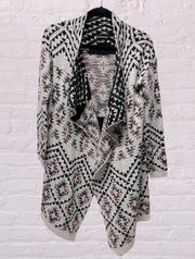 Aztec Knitted Open Long Cardigan  southwestern boho small relaxed oversized