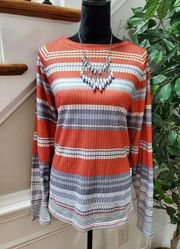 Misslook Women's Multicolor Polyester Round Neck Long Sleeve Blouse Size Large