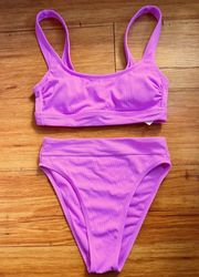 x Target Purple Ribbed High Waisted Bikini S XS