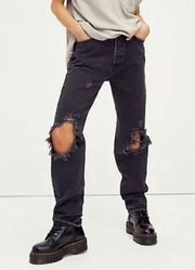 FREE PEOPLE  We The Free Black Distressed High Rise The Lasso Jeans