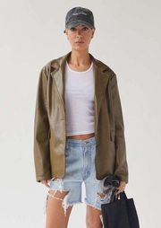 Urban Outfitters Oversized Jules Faux Leather Blazer Olive Small