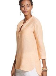 Chico’s Orange Linen Popover Blouse Top 1 (M)