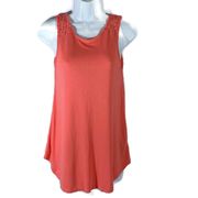 Old Navy Womens Sleeveless Tank Top Crochet Floral Lace Back Size XS Coral