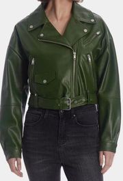 Average Les Filled Oversized Faux Leather Cropped Biker Jacket