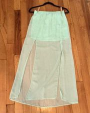 EXPRESS  Maxi Skirt XS mint green / light green sheer layered summery lightweight