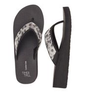 TIME and TRU Womens Bling Flip Flops Size 6 Black & Silver New