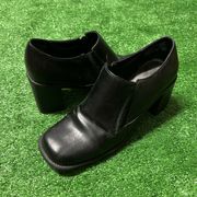 Predictions Black Faux Leather Block Heel Slip On Low Shoes Women Size 6.5