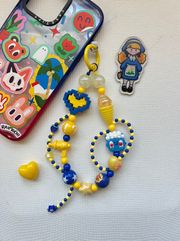 Blue and yellow cute beads  phonecharm keychain bagchain y2k