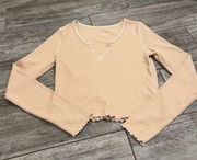 American Eagle  Beige Cropped Waffle Knit Top Size Small