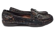 Donald J Pliner Vutra Horsebit Loafers Snake Skin Pattern Buckle Shoe Size 7.5 M