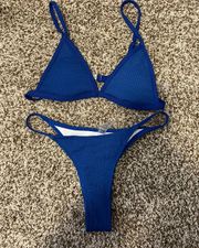 Blue Ribbed Bikini Set