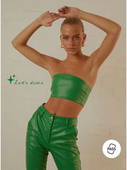 Green Leather Crop Top