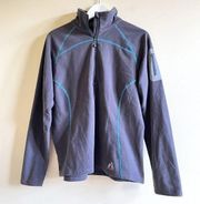 First Ascent Eddie Bauer FLEECE JACKET Gray Blue Half Zip Up Pocket Womens Sz‎ L