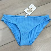 Becca Swim Bikini Bottom Blue Rib Medium Beach Resort Vacation Womens Swimwear