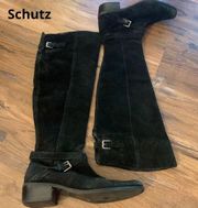 Schutz Over The Knee Suede Black Boots Size 37 7