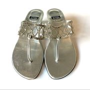 Stuart Wetizman Pewter Colored Rhinestone Sandals