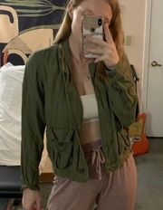 Olive Green linen blend cargo Jacket