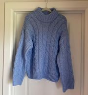 Blue High Neck  Sweater